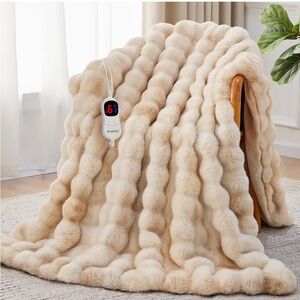 New Open Box Heated Blanket Throw with 1/2/4/6/8 Hours Auto-Off 10 Heat Level,